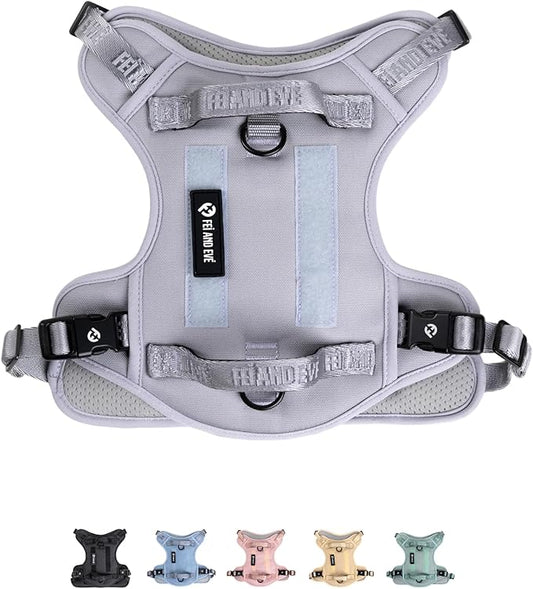 2025 New Edition, Fei & Eve Classic Dog Harness - Quick-Release Buckles | 3-Point No-Pull Control | Heavy-Duty 900D Nylon | Dual Safety Handles | Breathable Mesh | Adjustable Fit | X-Large,Gray