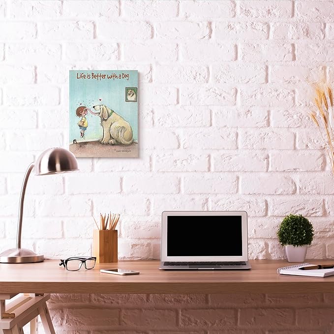 Stupell Industries 'Life is Better with A Dog Funny Pet Cartoon Design', Canvas Art, 16 x 20 Inches, Easy to Hang and Sturdy, Made in USA, by Gary Patterson