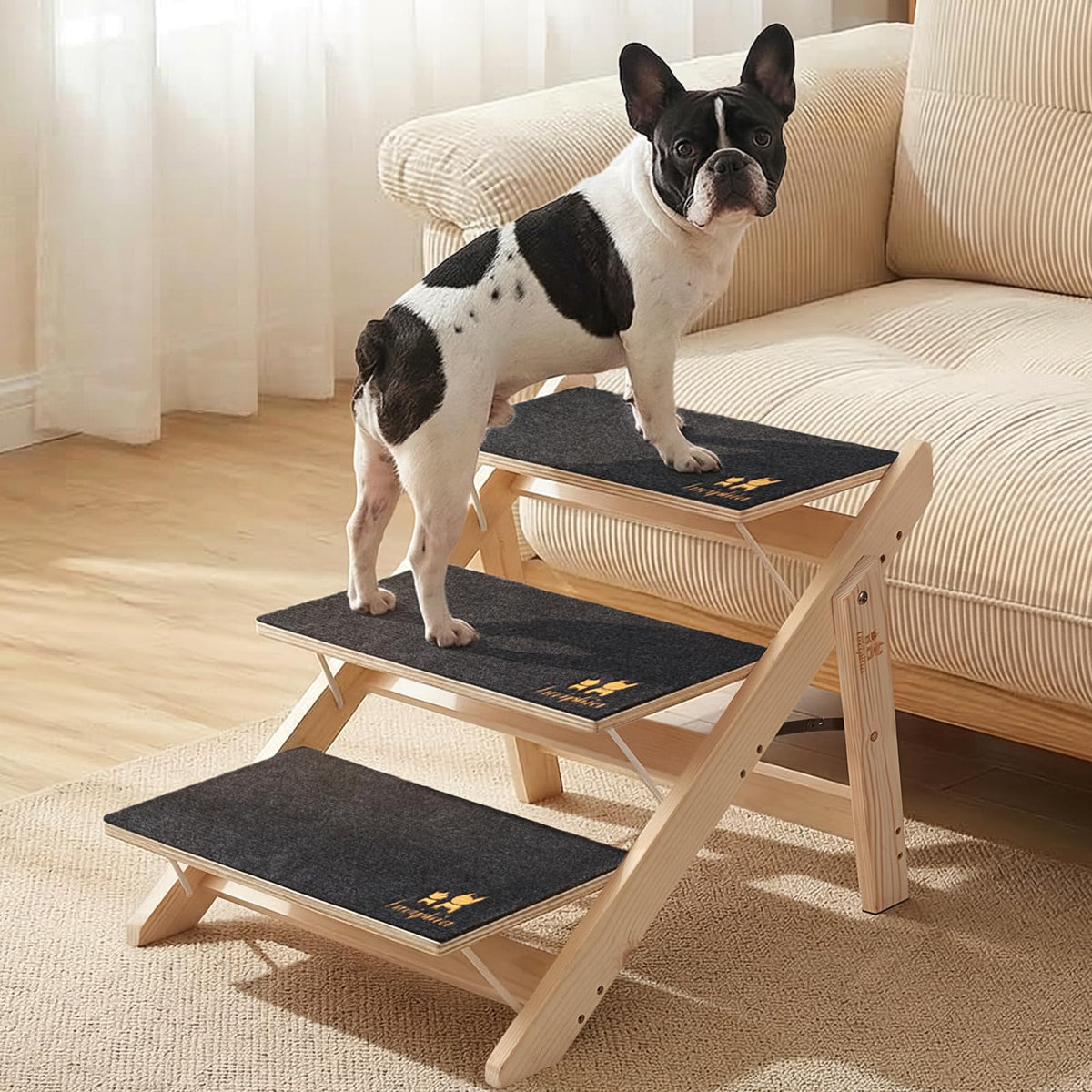 Luciphia Wooden 2-in-1 Dog Stairs, 3-Step | Pet Essentials - Image 1
