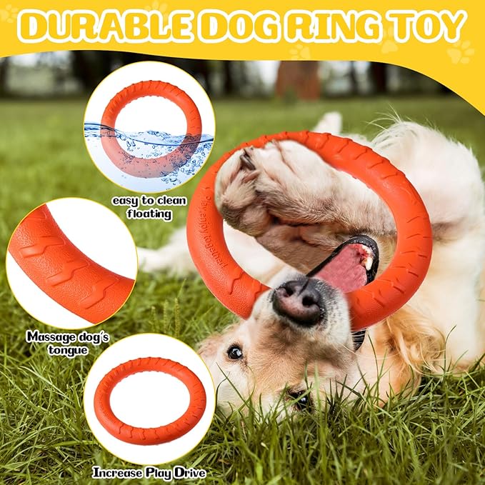 Jenaai 4 Pack Dog Ring Toy Dog Training Chew Toy for Outdoor Aggressive Durable Pet Chewers Floating Toys Puppy Ring for Large Medium Puppy Training(Colorful,11.81 Inch)