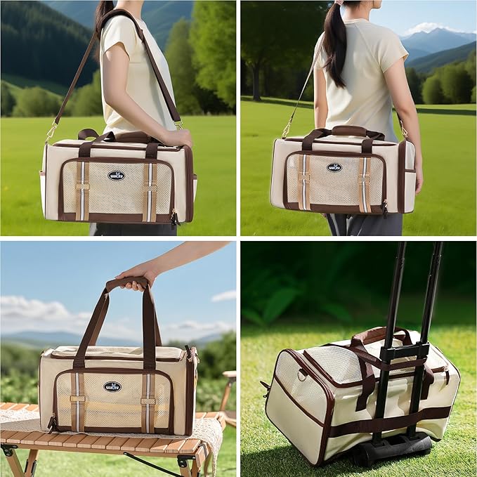Airline Approved Pet Carrier for Cats, Expandable Dog Carrier Soft-Sided Carrier for Small Cats and Dogs with Extra Large Foldable mat