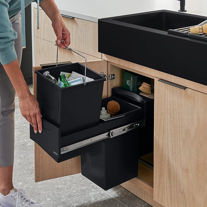 Blanco 526376 Botton II 30/2 Kitchen Waste sorter Container 30/2-526376, Black, 48,2 x 25,1 x 40