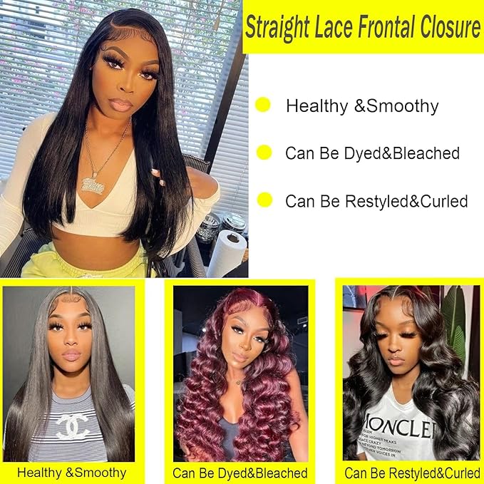 Selina Straight Lace Closure 13x4 Hd Lace Frontal Closure Brazilian Virgin Straight Human Hair Natural Black Color 10 Inch
