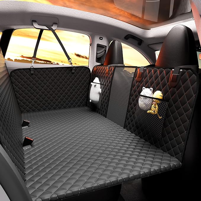 Back Seat Extender for Dogs - Large Space, Waterproof Dog Car Seat Cover for Back Seat with Hard Bottom Holds 420lbs, Upgraded Material Waterproof Pet Car Bed Dog Hammock for Car, SUV,Truck