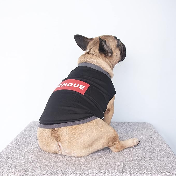 iChoue French Bulldog Summer Cooling Shirt for Dogs UV Sun Protection Vest Sleeveless Stretchy Tank Top English Pug Grey Black - XLarge