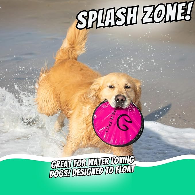 Hyper Pet Flippy Flopper 9" Flying Disc Soft Dog Toy, Floats in Water & Safe on Teeth, for All Breeds, Pack of 5 (Colors May Vary)