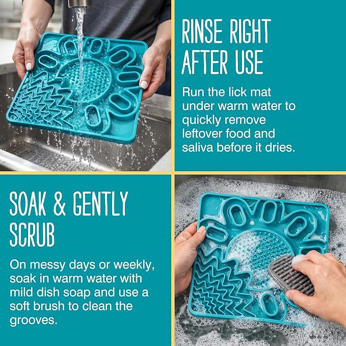 Messy Mutts and Cats Framed Silicone Multi-Surface Lick Mat | 9.5” x 9.5“ | Slow Feeder Mat for Boredom & Anxiety | Interactive Lick Pad for Dogs and Cats | Orange