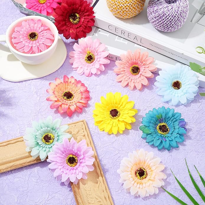 30 Pack Dog Collar Flower Bows Charms Multicolored Daisy Flower Attachment Sliding Bows Pet Summer Collar Accessories for Small Medium Large Puppy Cat Dogs Pets Grooming Birthday Costumes Accessories
