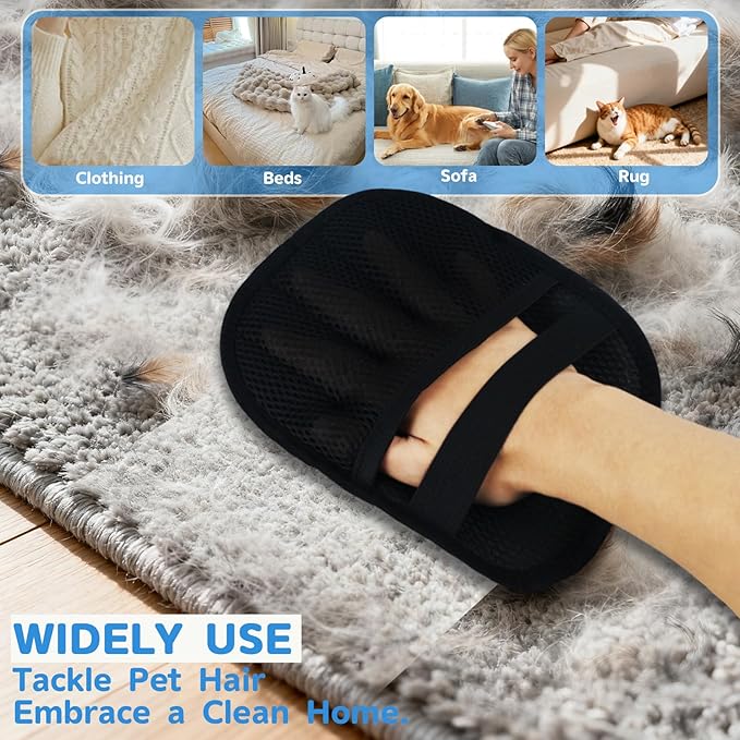 2PCS Pet Hair Removal Gloves&Dog Shampoo Brush, Upgraded Five Finger electrostatic pet Hair Gloves, Reusable Magic Brush pet Hair Removal, Tool Suitable for cat and Dog Bath Hair Removal
