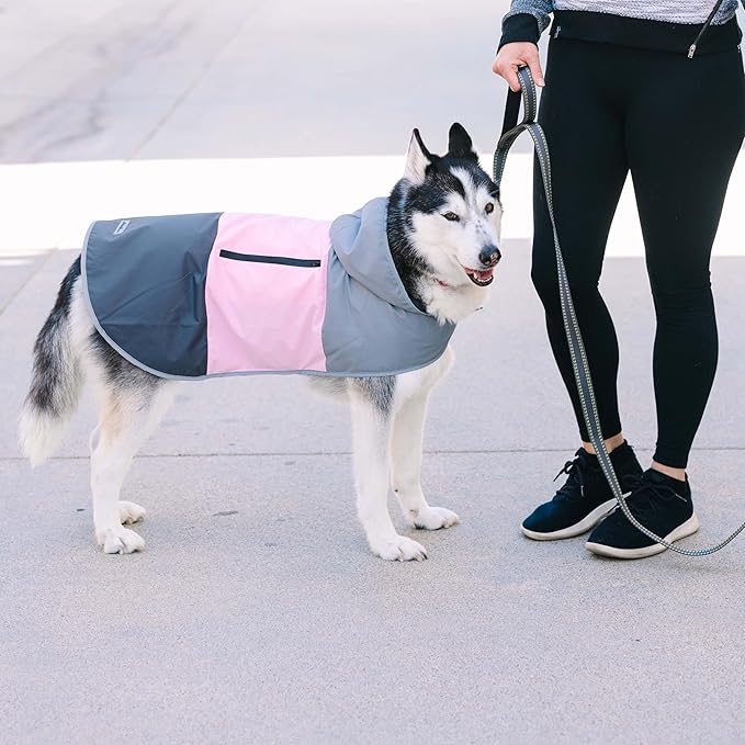 Eddie Bauer E24232XS Ravenna Colorblocked Dog Windbreaker Jacket in Extra Small, Grey and Pink