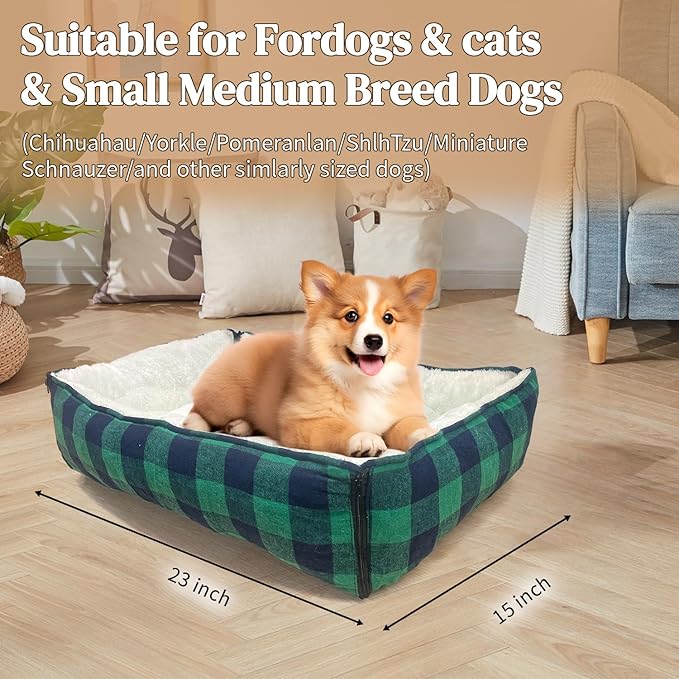 LIFFY Small Dog Bed Cat Bed - Washable Plush Calming Donut for Puppies and Cats, Soft Pet Bed with Non-Slip Bottom, Round Dog Bed Burrow, Machine Washable & Durable for Indoor Use