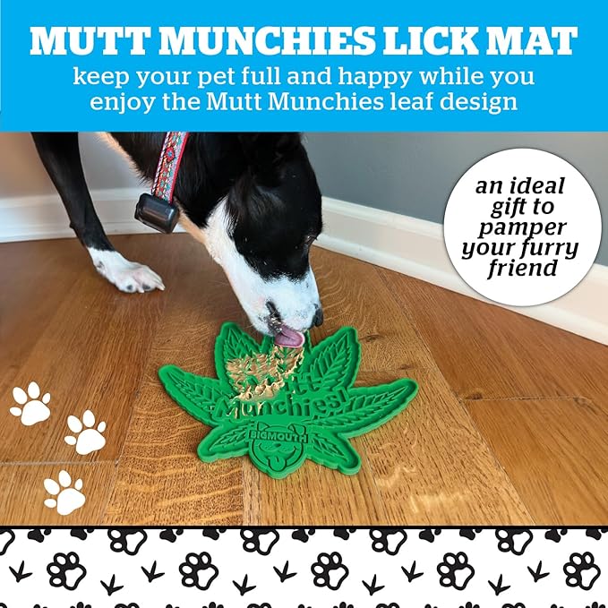 BigMouth Mutt Munchies Silicone Lick Mat for Dogs and Cats, Slow Feeder Enrichment Pad, Dishwasher Safe Anxiety Relief Toy