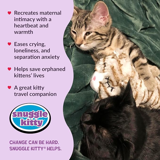 Snuggle Kitty Heartbeat Plush Cat Toy by Snuggle Puppy - Cat Calming Toy and Anxiety Relief for All Breed Sizes