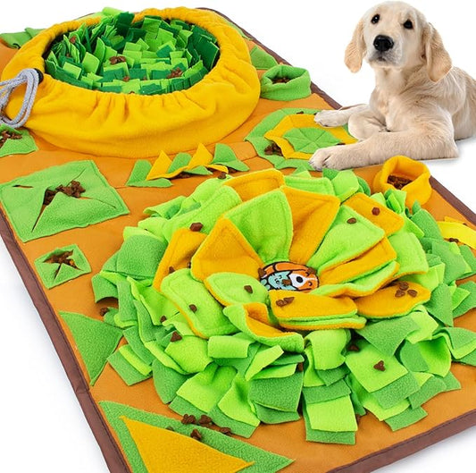 AWOOF Large Dog Snuffle Mat, Interactive Feeding Mat, 34.6 in x 19.6 in, Squeaker and Crinkle Paper, Non-Slip, Easy to Clean