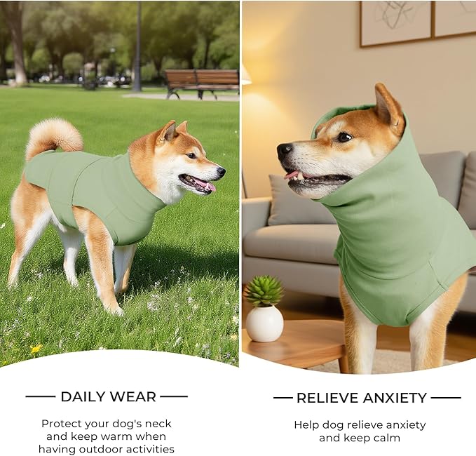 Dog Anxiety Calming Vest Adjustable Turtleneck Thunder Shirt Jacket for Fireworks, Separation, Vet Visits, Pet Hoodie for Large Medium Dogs
