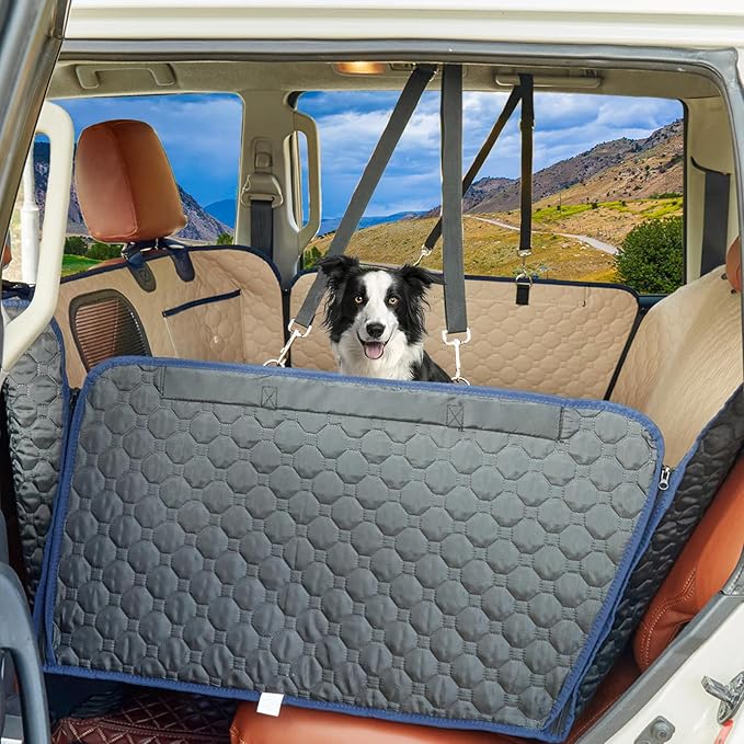 Back Seat Extender for Dogs, PU Leather Waterproof Dog Car Seat Cover for Back Seat with Hard Bottom Holds 400LBs, 2025 Upgraded Sturdy Dog Hammock for Cars/Trucks/SUVs, Anti-Scratch, Easy to Clean
