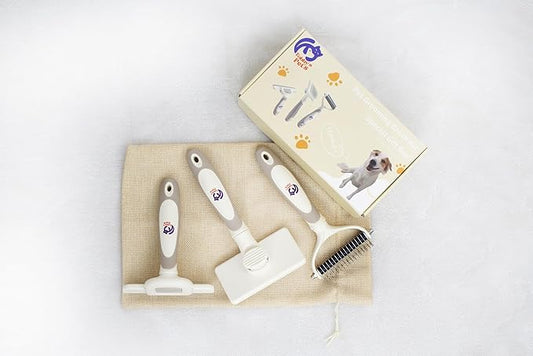 Tobby’s Pets Pet Grooming Kit – 3-Piece Dog & Cat Brush Set with Dematting Tool, Deshedding Brush & Self-Cleaning Slicker Brush – Professional Grooming for Long-Haired Dogs, Double Coats & Cats
