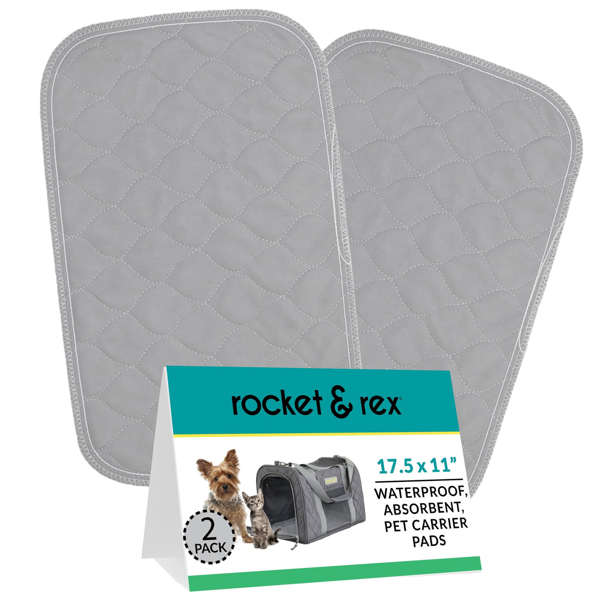 rocket & rex Washable Cat & Dog Carrier Pad, Reusable Liner Insert (2pk)