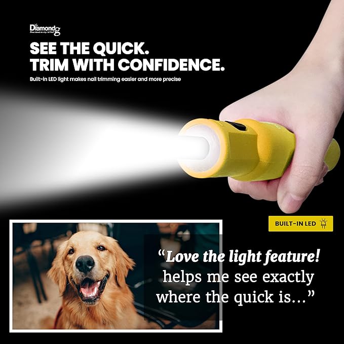 Diamondg Cordless Micro Dog Nail Grinder with Quiet Sound & LED Tip for Large & Small Dogs, 4hrs. Runtime - Electric Dog Nail Trimmer, Heavy Duty Rotary Tool Alternative to Toenail Clippers & Filers