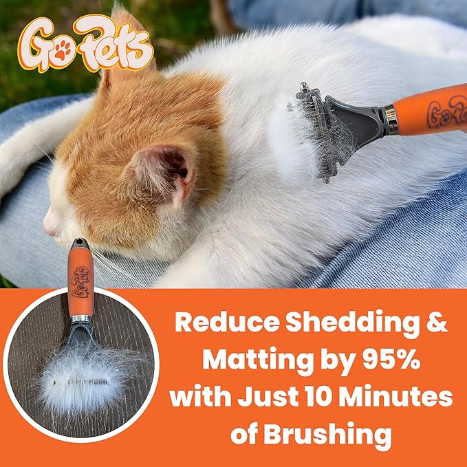 GoPets Dematting Comb & Undercoat Rake Bundle, Double-Sided Deshedding Brush for Dogs & Cats, Grooming Tool for Long Haired Pets, Mat Remover & Detangler for Thick Coats, Reduces Shedding & Breakage