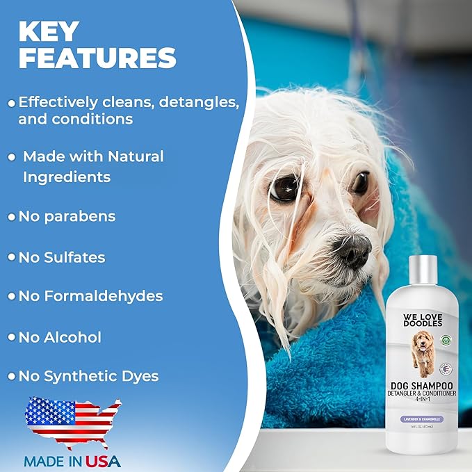 We Love Doodles Dog Shampoo & Dog Detangler Spray Pack - Pet Shampoo & Conditioner for Dogs, Doodle Detangler Spray, Cleans & Moisturizes, Reduces Tangles & Mats, Lavender, Total 32 oz