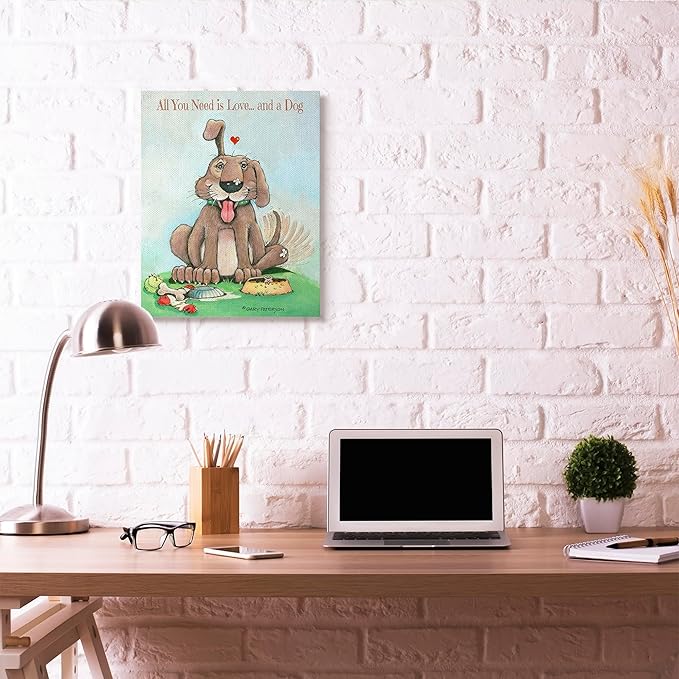 Stupell Industries 'Love and A Dog Funny Pet Cartoon Design', Canvas Art, 24 x 30 Inches, Easy to Hang and Sturdy, Made in USA, by Gary Patterson
