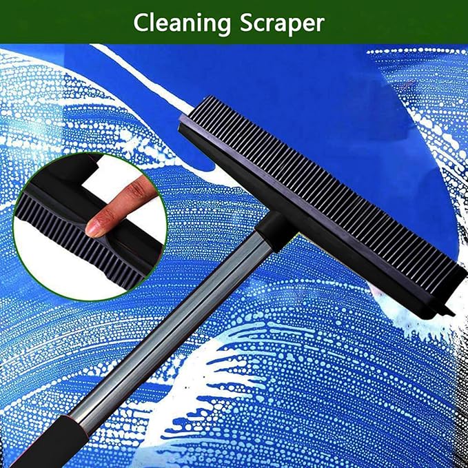 EBTOOLS Multifunction Telescopic Carpet Broom, Pet Hair Dust Removal Tool for Fluff Carpet, Hardwood Floor, Tile, Window, Daily Household (Black)