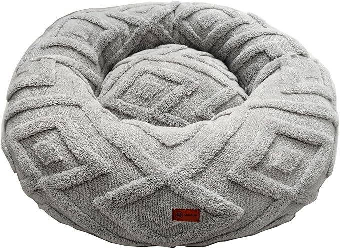 ShinHye Dog Bed for Small Dogs & Cats, Washable Calming Round Pet Bed with Non-Slip Bottom, Soft Indoor Puppy Bed(LX-Grey-23x23)