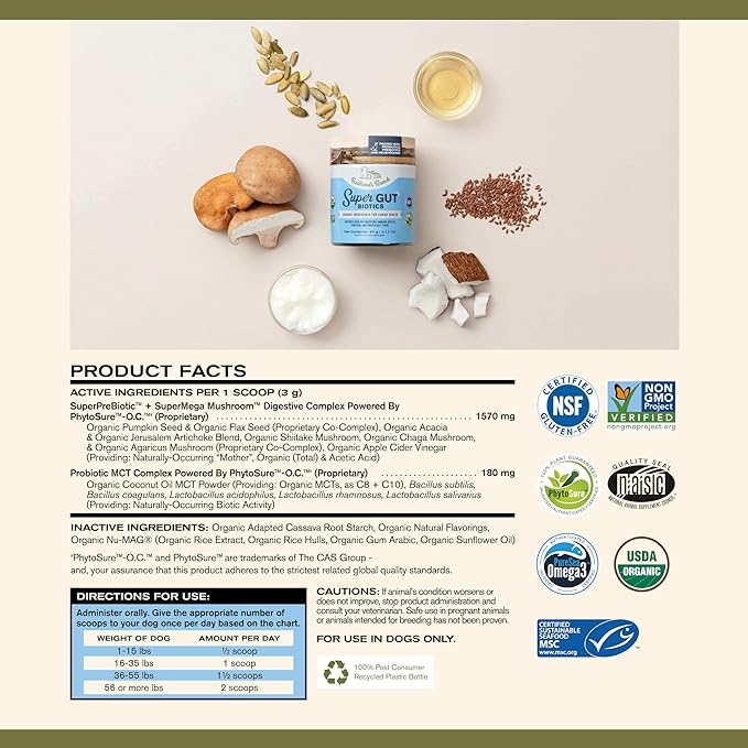 Badlands Ranch - Super Gut Biotics Canine Digestive Supplement,Probiotics, Prebiotics, Supports Healthy Digestion, Immune System Function and Gut Flora by Katherine Heigl (30 Scoops)