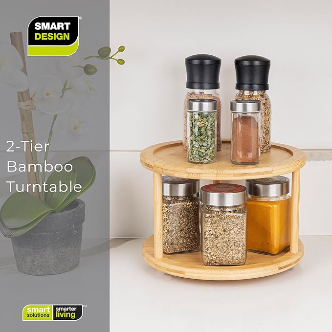 Smart Design 2-Tier Bamboo Turntable Lazy Susan