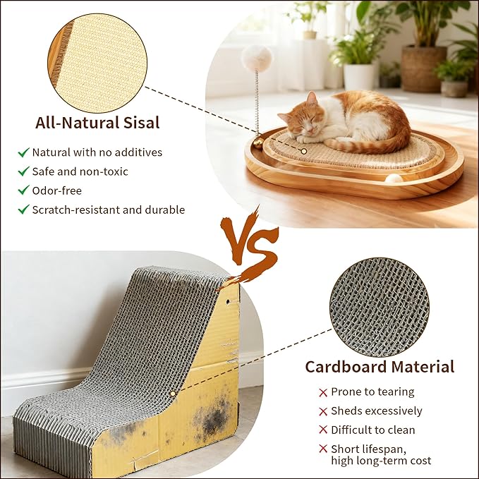Cat Scratcher, Cat ScratchSisal Pad with Ball Track Spring Ball, Kitten Interactive Toy for Indoor Cats, Satisfies Kitten’s Scratching, Chasing and Hunting