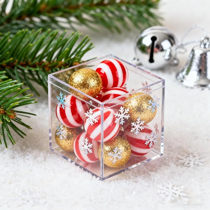 Acrylic Box 2 Packs Clear Square Cube Acrylic Display Boxes Multi-Purpose Storage Box Container Acrylic Decorative Boxes with Lids for Birthday Valentine's Day Party Favor Candy Pill and Tiny Jewelry