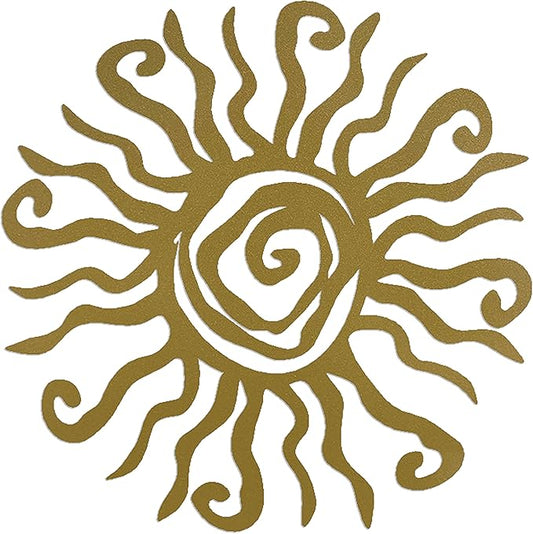 Riverside Designs Wacky Sun Metal Wall Art Indoor/Outdoor Decor - 30" Gold Rust Proof Wall Sculpture - Made in USA - Ideal for Bedroom, Garden, Home, Patio and Farmhouse