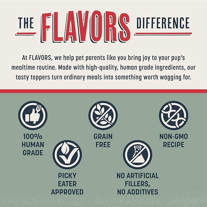 Flavors Dog Food Topper, Freeze-Dried, Grain-Free, (3 Pack), 3.1 oz - Beef Recipe