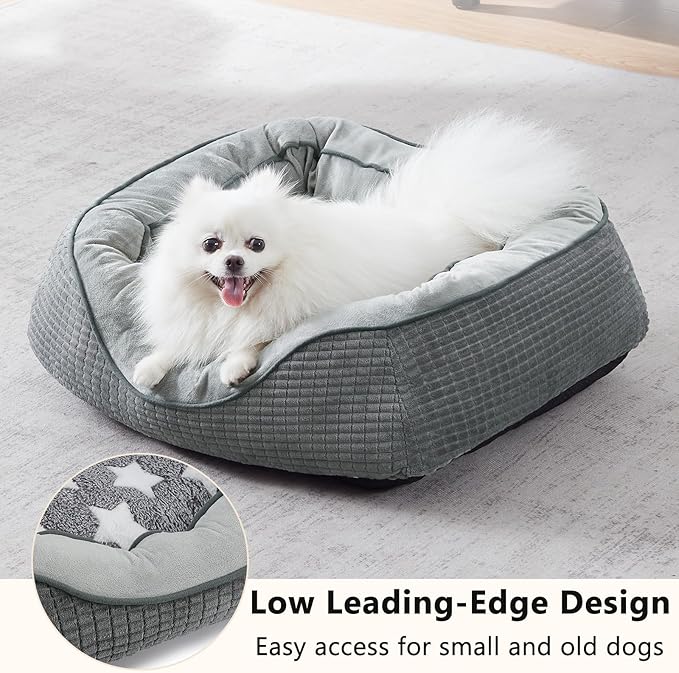 SIWA MARY Dog Beds for Small Medium Dogs & Cats. Washable Pet Bed, Orthopedic Dog Sofa Bed, Soft Calming Sleeping Warming Puppy Bed (Star-Grey, Small-(20’’x 19’’x 6’’))