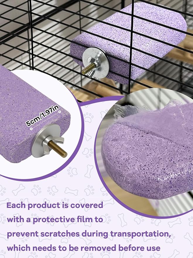 Chinchilla Lava Ledges Rat Climbing Platform 4 Pack Pumice Ledge Shelf Pet Chewing Grinding Toys Small Animals Cage Accessories for Totoro Squirrel Guinea Pig Hamster Purple