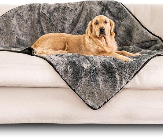 PupProtector Waterproof Throw Blanket for Dogs and Cats, Pet Blanket Cover for Couches, Sofas, Beds, Car Seats, Furniture, Calming Soft Faux Fur, Dark Grey, Original (60" L x 50" W)