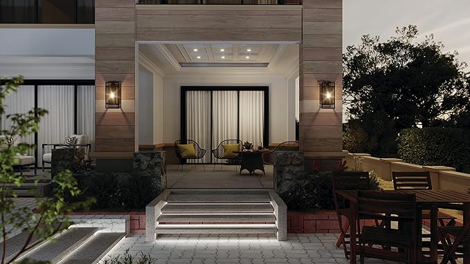 Kichler Goson 16" Outdoor Wall Light in Black, 1-Light Modern Exterior Wall Lantern with Clear Glass for Porch, Patio, Garage, (16" H x 8" W x 7" L), 59086BK