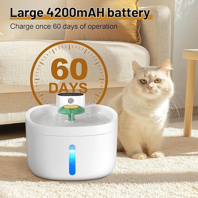 Cat Water Fountain, Cat Fountain,91OZ/2.6L Pet Water Dispenser Rechargeable Drinking Fountains for Cats and Dogs