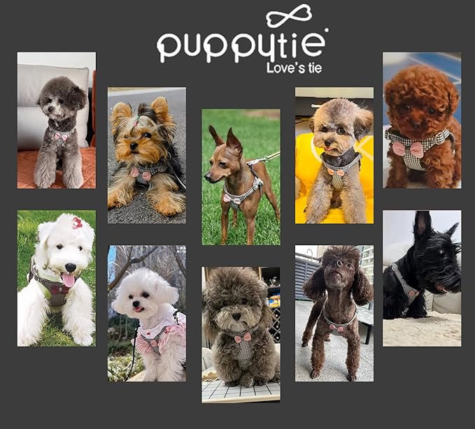 Puppytie No Pull Dog Harness with Multifunction Dog Leash,Soft Adjustable No Choke Escape Proof Pet Harness Vest for Medium Dogs,Knitted Black-White,M