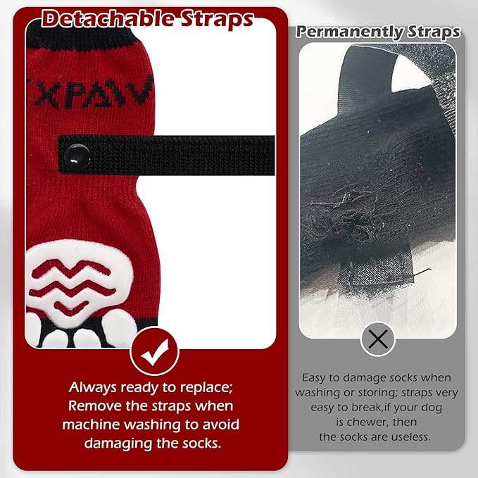EXPAWLORER Anti-Slip Dog Socks-Double Sides Grips Traction Control on Hardwood Floor,Dog Shoes for Hot/Cold Pavement,Best Paw Protector,Prevents Licking,for Puppy Small Medium Large Senior Dogs