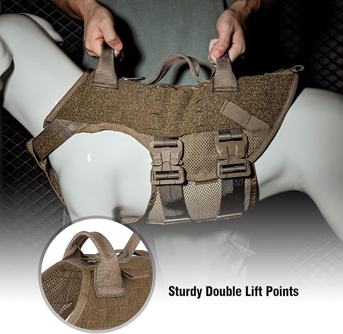 PETAC GEAR Tactical Dog Harness No Pull for Large Working Dogs Military Dogs Vest Police Service Training Dogs Molle Harnesses with Handle … …
