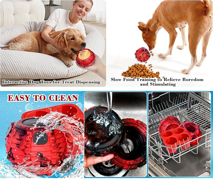 XHX Long-Lasting Interactive Dog Toy to Keep Your Pup Distracted - Safe for Dogs - Low-Mess Design - Dog Toys for XL Dogs 75 lbs and Up(Large, Red and Black)