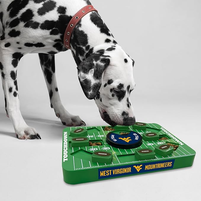 Pets First NCAA WEST Virginia Large Puzzle Toy, New Size, Interactive Dog Treat & Slow Feeding Toy