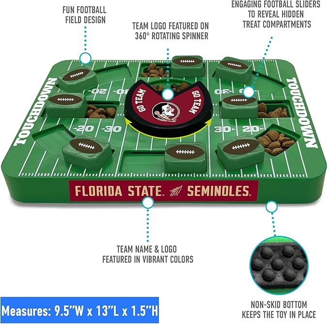 Pets First NCAA Florida State Large Puzzle Toy, New Size, Interactive Dog Treat & Slow Feeding Toy