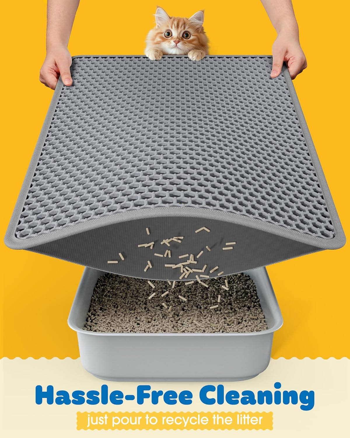 Large Cat Litter Mat 46"x35" – Waterproof, Non-Slip & Easy to Clean