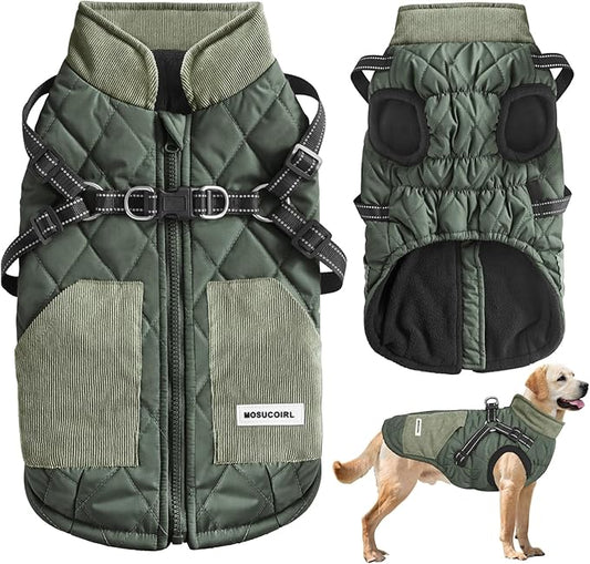 Mosucoirl Warm Dog Coats Pet Clothes, Waterproof Dogs Jacket Reflective Pet Outfits Winter Dog Cold Weather Coat Cozy Snow Jackets Vest for Small Medium Large Dogs Puppy Doggie