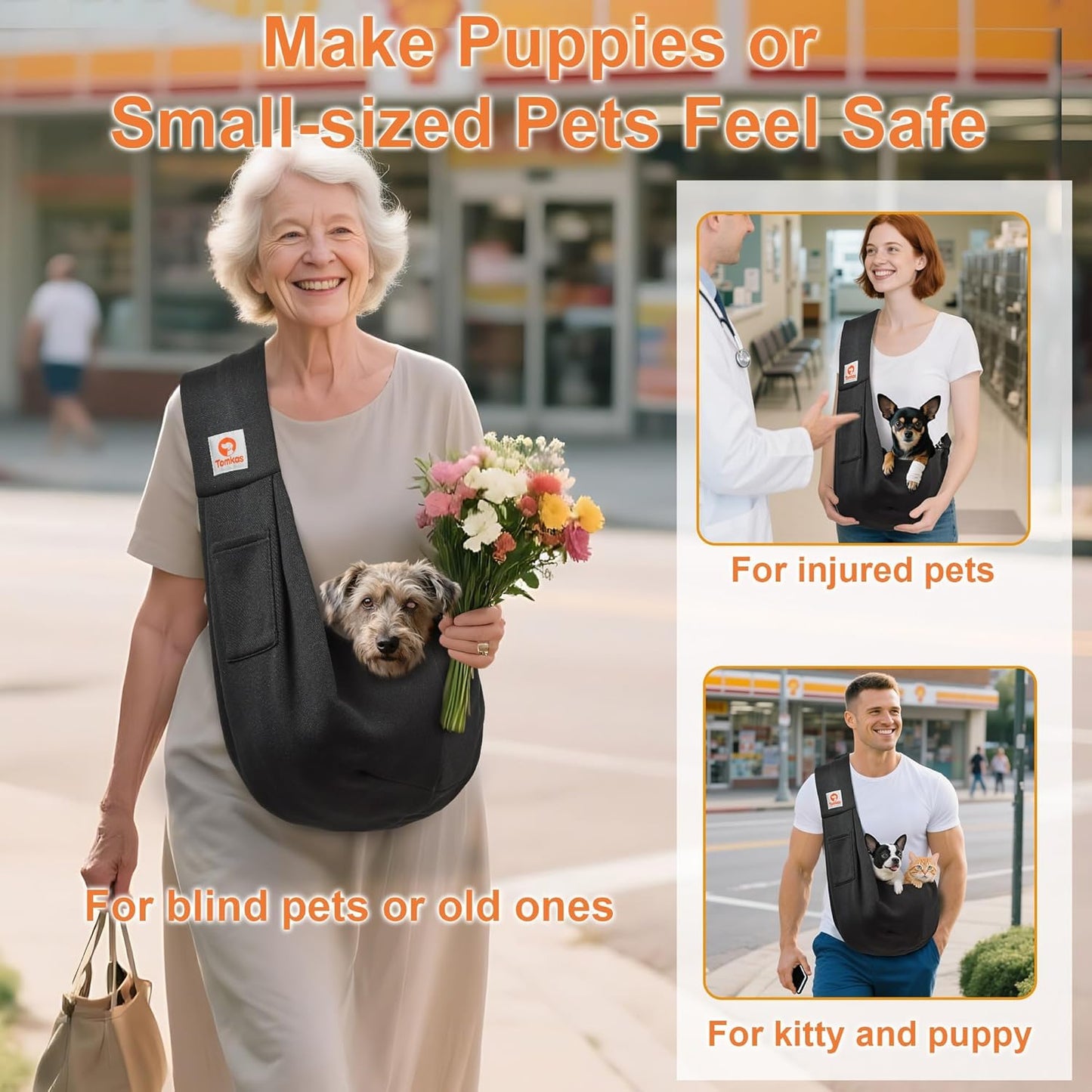 Dog Sling Carrier – Hands-Free Travel + Safe & Stylish