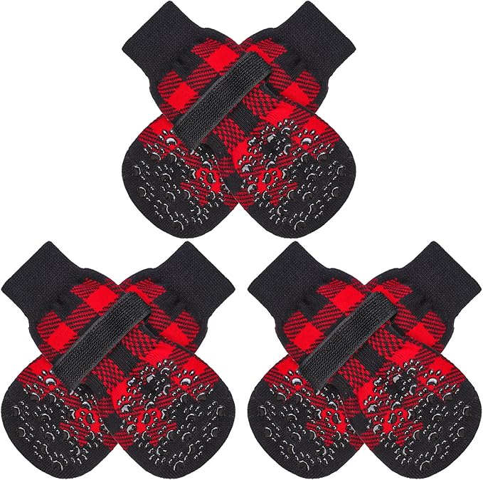 EXPAWLORER Anti-Slip Dog Socks-Double Sides Grips Traction Control on Hardwood Floor,Dog Shoes for Hot/Cold Pavement,Best Paw Protector,Prevents Licking,for Puppy Small Medium Large Senior Dogs