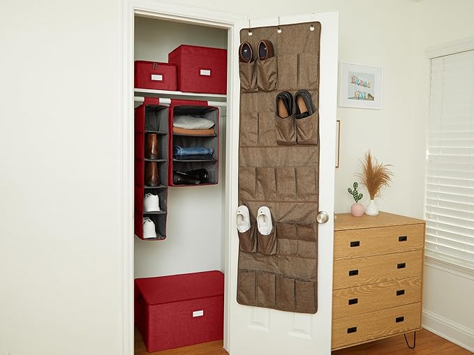 Covermates Keepsakes Hanging Closet Organizer - Heavy Duty Material, Sturdy Interior Shelves - Closet Storage, Red Heather